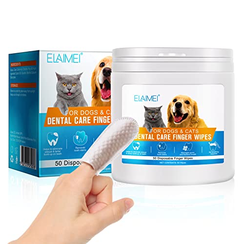 Pet Dental Care Finger Wipes, Pet Oral Cleansing Teeth Wipes for Dogs and Cats, Reduces Plaque, Freshens Atem and Dental Care Wipes - 50 Wipes von ALIVO