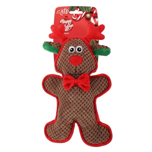 ALL FOR PAWS Happy Holiday Dog Plush Squeaky Toy Chewing Toy for Puppy, Christmas Reindeer von ALL FOR PAWS