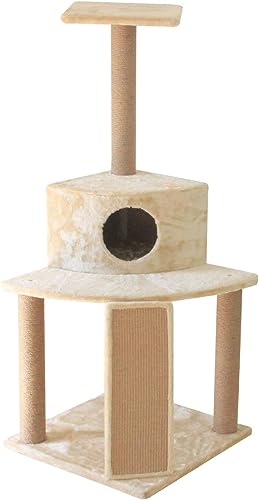 ALL FOR PAWS Kratzbaum Groß, Essentials Cat Tree Kitten Furniture with Cave, Beige, Mehrfachkatzenbaum, Ideal für Kleine bis Große Katzen bis 13,5 kg, Geeignet für 1 bis 3 Katzen, Katzen Baum von ALL FOR PAWS