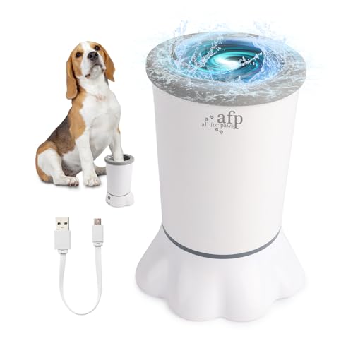 ALL FOR PAWS Automatischer Pfotenreiniger, 2 Reinigungsgeschwindigkeiten, Weiche Borsten, Abnehmbar, USB Aufladbar für Kleine und Mittlere Hunde von ALL FOR PAWS