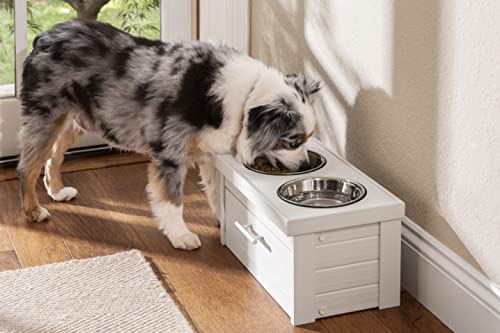 New Age Pet ECOFLEX® Piemont Futternapf für Hunde, 2 Näpfe mit Schublade, antikweiß von ALL FOR WAN'S LIFE