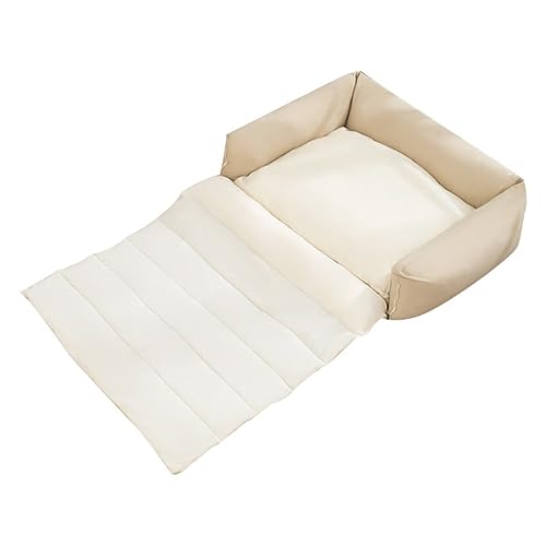 Hundebett Hundehütte Herbst Und Winter Warme Abnehmbare Haustierhütte Kreative Verdickte Große Hundebett Mit Dach Hundehütte Hundebett für Große Mittelgroße Kleine Hunde (Color : Beige, Size : Small von ALLC