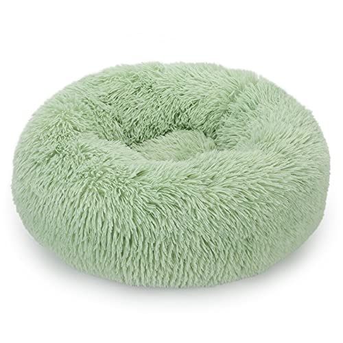 ALLSOPETS Beruhigendes Hundebett für Kleine und Mittelgroße Hunde Waschbares Donut-Katzenbett mit Rutschfester Unterseite Weiches Rundes Plüsch-Hundebett (Apfelgrün, 70cm) von ALLSOPETS