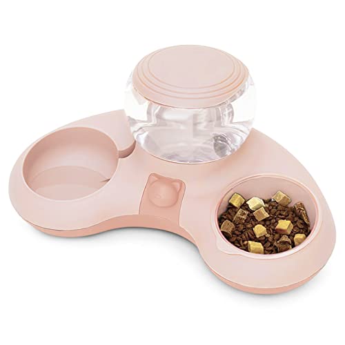 ALLSOPETS Doppelnapf Katzen 2 in 1 Futternapf Katzen Katzenfutternäpfe mit Automatischem Wasserspender Abnehmbare Futternapf für Kleine Hunde Katzen Kätzchen Welpen Hasen Rosa A von ALLSOPETS