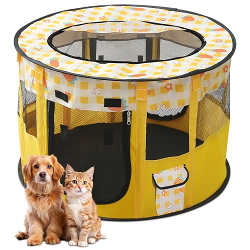 ALLSOPETS Faltbarer Haustierstall Tragbarer Katzen Laufstall Hunde Zelt Hundekäfig für Hund Welpe Freigehege Hundebox Kaninchen Zwinger mit Tragbar Handtasche (Golf, XL) von ALLSOPETS