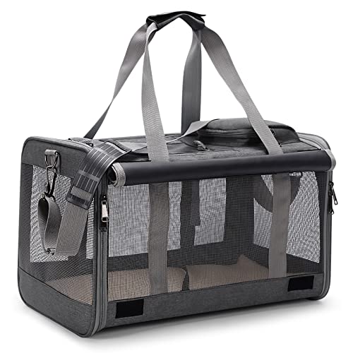 ALLSOPETS Faltbare Hundetragetasche Katzentragetasche Haustiertragetasche Atmungsaktiv Hundetasche Transportbox Schultertaschen für Reisen Wandern Camping Grau von ALLSOPETS