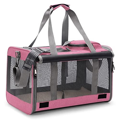 ALLSOPETS Faltbare Hundetragetasche Katzentragetasche Haustiertragetasche Atmungsaktiv Hundetasche Transportbox Schultertaschen für Reisen Wandern Camping Rosa von ALLSOPETS