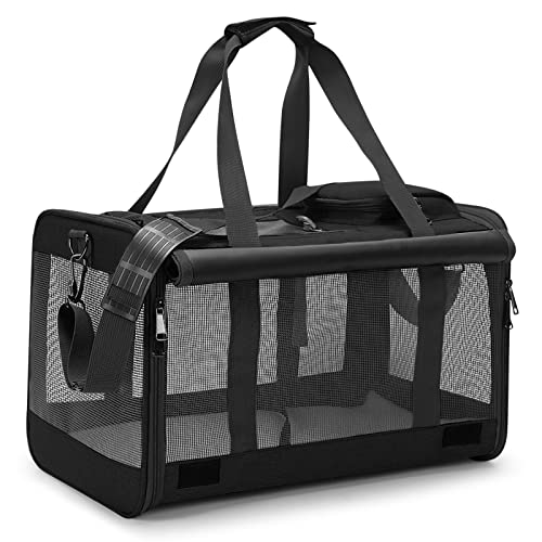 ALLSOPETS Faltbare Hundetragetasche Katzentragetasche Haustiertragetasche Atmungsaktiv Hundetasche Transportbox Schultertaschen für Reisen Wandern Camping Schwarz von ALLSOPETS