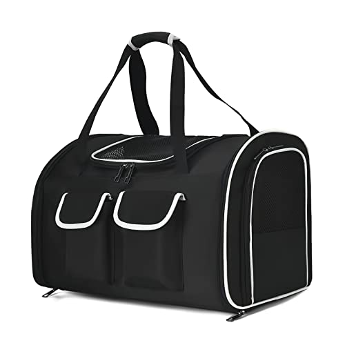 ALLSOPETS GroßEr Katzenrucksack KatzenkäFig Tragbar Faltbar Haustiertasche Hund Katze Haustierrucksack Reisen mit Abnehmbarer Matte für Kleine MittelgroßE Hunde Fette Katzen Welpen Schwarz von ALLSOPETS