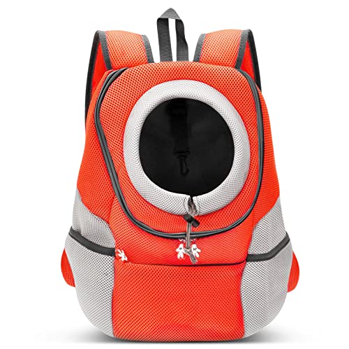 ALLSOPETS Rucksack für Hunde Tragbare Motorrad Haustierträger Rucksäcke für Kleine Hunde Katzen Verstellbare Haustiertaschen Hundetrage Rucksack für Fahrrad Wandern Camping (Bernsteinorange, L) von ALLSOPETS