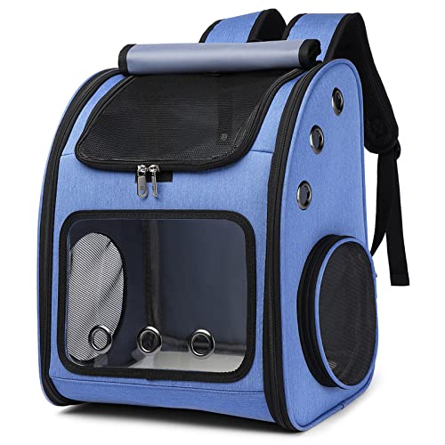 ALLSOPETS Haustier Rucksack für Hunde Faltbar Reiserucksack Katzenrucksack Atmungsaktiver Geräumiger Hunderucksack mit Weicher Matratze für Reisen Camping Wandern Blau von ALLSOPETS