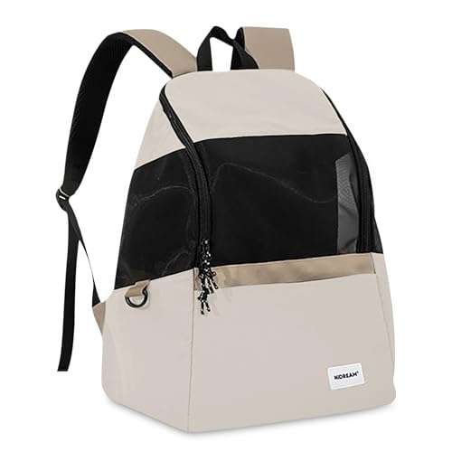 ALLSOPETS Haustier Tragerucksack Katzentasche Hunde Rucksack Haustier Fronttrage für Kleine Hunde Katzen Tragbarer Atmungsaktiver Bequemer Katzenrucksack zum Wandern Camping Reisen Beige von ALLSOPETS