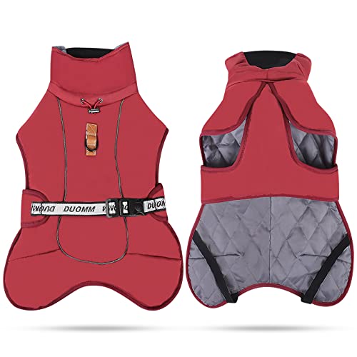 ALLSOPETS Hund Wintermantel Reflektierend Warme Hundejacke für Mittelgroße Große Hunde Winddichte Winterjacke mit Verstellbarem Bauchgurt und D-Ring für Leinenbefestigung (Burgunderrot, 3XL) von ALLSOPETS