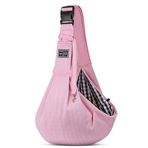 ALLSOPETS Hunde Tragetasche Reversible Welpenträgertasche mit Stauraum Tasche Freihändiger Katzentragetasche für Kleine Hunde und Katzen Ideal für Reisen und Outdoor (Blassrosa) von ALLSOPETS