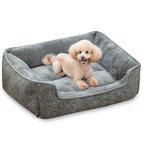 ALLSOPETS Hundebett für Große Hunde Plüsch-Haustierbett mit Erhöhten Seiten rutschfeste Unterseite Warmes und Gemütliches Katzenbett für den Winter Ideal für Kleine bis Große Hunde (Grau, XXL) von ALLSOPETS