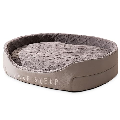 ALLSOPETS Hundebett für Mittelgroße Große Hunde Waschbares Deluxe Hundebett mit Abnehmbarem Waschbarem Weichem Kissen Hundesofabett mit Rutschfester Unterseite Haustierbett (Grau,M) von ALLSOPETS