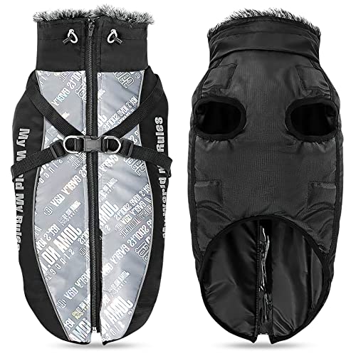 ALLSOPETS Warmer Hundemantel Wasserdichter Hundejacke für Hunde mit Reflektierenden Streifen Stilvolle Winterweste für Kaltes Wetter Bequemer Schneemantel (Blendweiß, 5XL) von ALLSOPETS