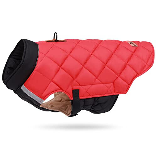 ALLSOPETS Hundemantel für Kleine Hunde Hundejacke Winterweste Jacken Hundemantel Hundepullover Haustier Skifahren Weste für Mittel Kleine Hunde Chihuahua Bulldogge Kleidung Rot von ALLSOPETS