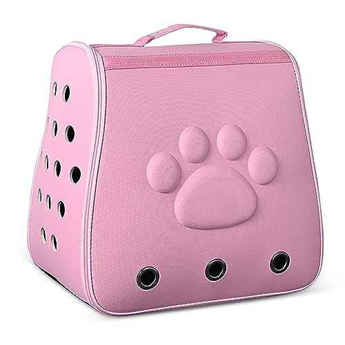 ALLSOPETS Hunderucksack, Faltbarer Haustierrucksack für Katzen und kleine Hunde, Tragbar Transporttasche für Haustiere mit Verstellbarem Schultergurt, Perfekt für Reisen, Rosa von ALLSOPETS