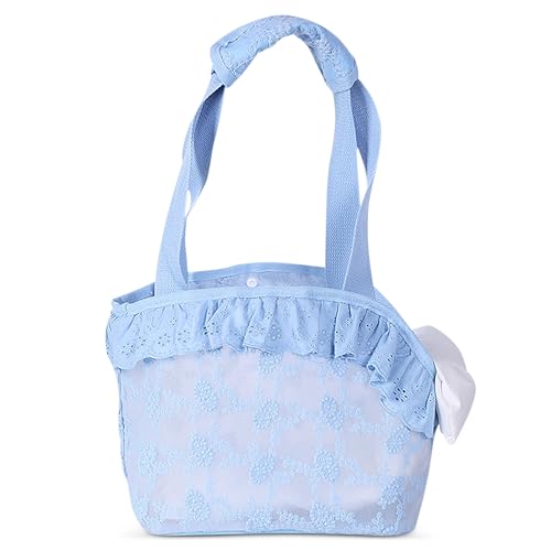 ALLSOPETS Hundetasche Atmungsaktive Hundetragetasche Katzen Tragetasche Modische Spitzenmuster Katzentasche mit Sicherheitsgurt Haustier Tragetasche für Kleine Mittlere Hund Katze Blau von ALLSOPETS