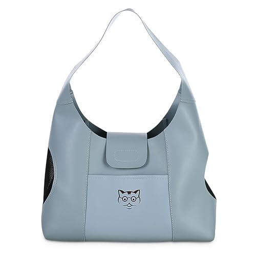 ALLSOPETS Hundetasche Katzentasche Haustiertragetasche Schultertasche Atmungsaktiv Hundetragetasche mit Sicherheitsleine und Taschen Haustiertasche für kleinen Hund Welpen Katzen Blau von ALLSOPETS