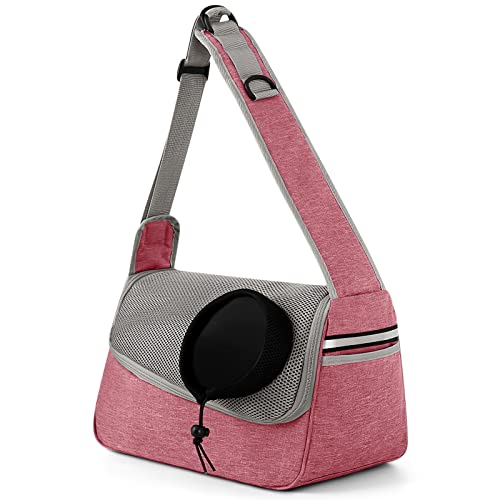 ALLSOPETS Hundetasche Tragetuch Hund Schultertasche Katzentragetasche Haustiere Tasche für Katzen und Hunde Geeignet für Haustiere innerhalb von 5 kg (Hellrosa) von ALLSOPETS