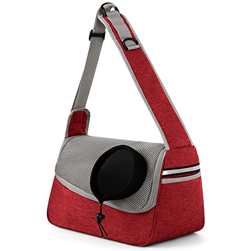 ALLSOPETS Hundetasche Tragetuch Hund Schultertasche Katzentragetasche Haustiere Tasche für Katzen und Hunde Geeignet für Haustiere innerhalb von 5 kg (Weinrot) von ALLSOPETS