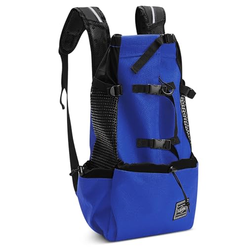 ALLSOPETS Hundetragerucksack Tragbarer Verstellbarer Hunderucksack für Kleine Mittelgroße Große Hunde Haustierrucksack zum Reisen Wandern Bergsteigen Camping (Mitternachtsblau, L) von ALLSOPETS