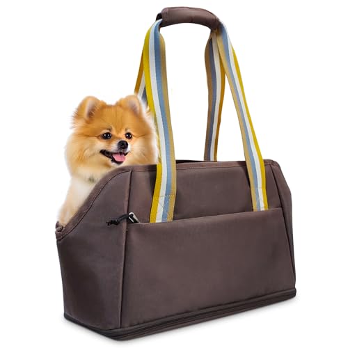 ALLSOPETS Hundetragetasche Erweiterbare Hundeschlinge für Kleine Hunde Tragbare Hundetasche mit Großer Fronttasche für Hunde und Katze Geeignet für Camping Reisen Outdoor Braun von ALLSOPETS