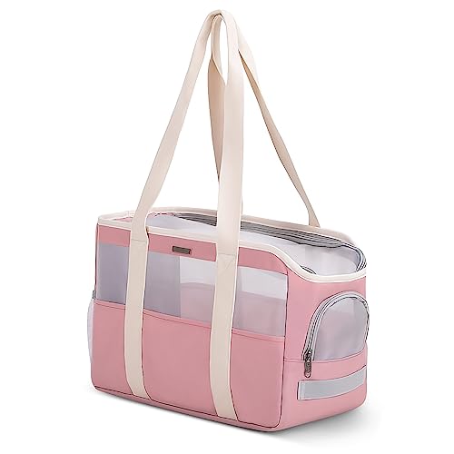 ALLSOPETS Hundetragetasche Haustier Tragetasche für Hunde und Katzen Atmungsaktiv Hundetasche mit Herausnehmbarer Matte Katzentransportbox für Hunde Katzen Kleine Haustiere Rosa von ALLSOPETS