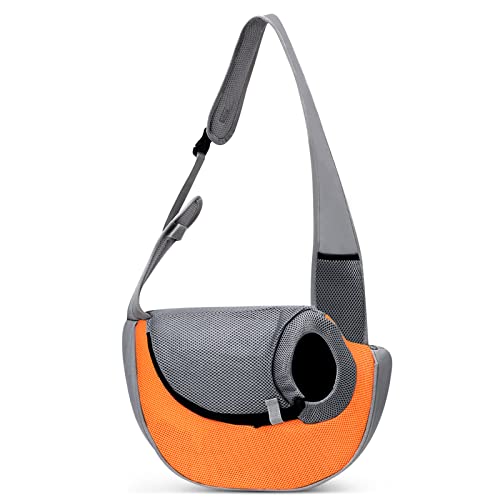 ALLSOPETS Katze Haustiertasche Tragbare Hunde Haustiere Tasche Reisen Haustier Schultertaschen Katzentragetasche Haustiere Katze Welpen Kleine Hunde Umhängetasche Camping Haustiertaschen Orange von ALLSOPETS