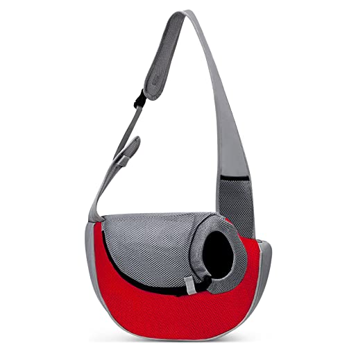 ALLSOPETS Katze Haustiertasche Tragbare Hunde Haustiere Tasche Reisen Haustier Schultertaschen Katzentragetasche Haustiere Katze Welpen Kleine Hunde Umhängetasche Camping Haustiertaschen Rot von ALLSOPETS