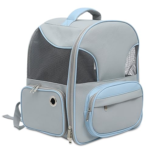 ALLSOPETS Katzen Rucksack Haustiertragerucksack für Hunde Katzen Tragbar Transportrucksack Transporttasche für Haustiere Reisen Atmungsaktive Rucksack für große Katzen Kleine Hunde Blau von ALLSOPETS