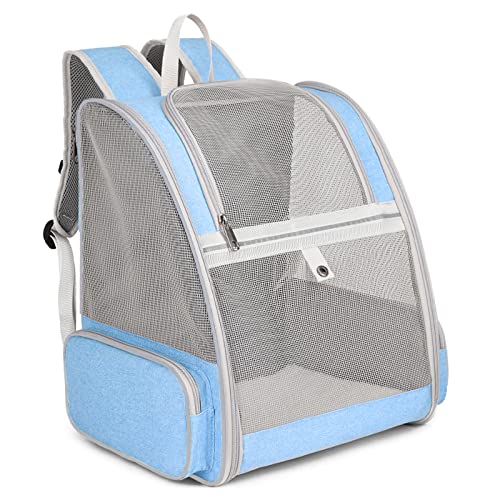 ALLSOPETS Hunderucksack Atmungsaktiver Haustier Rucksack für Kleine Katzen Hunde Welpen Faltbarer Katzenrucksack mit Sicherheitsgurten Ideal für Reisen Wandern Outdoor (Eisblau) von ALLSOPETS