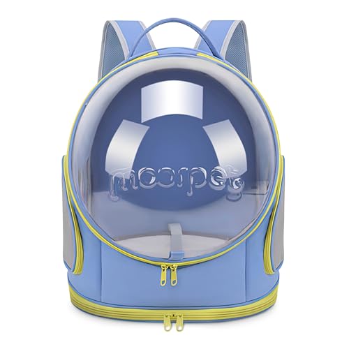 ALLSOPETS Katzenrucksack Träger Bubble Hunderucksack Belüfteter und Zusammenklappbarer Haustierträger für Katzen und Hunde bis zu 7.5KG Tragbarer Reise-Rucksack mit Innerem Sicherheitsgurt Blau von ALLSOPETS