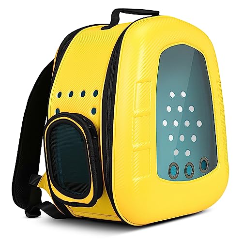 ALLSOPETS Katzenträger-Rucksack Bubble Hunderucksackträger Faltbares Haustier Rucksack für Katzen Welpen mit Abnehmbarer Matte Katzentragetasche für Reisen Wandern Spazierengehen Gelb von ALLSOPETS