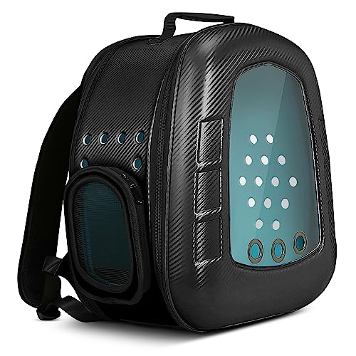 ALLSOPETS Katzenträger-Rucksack Bubble Hunderucksackträger Faltbares Haustier Rucksack für Katzen Welpen mit Abnehmbarer Matte Katzentragetasche für Reisen Wandern Spazierengehen Schwarz von ALLSOPETS