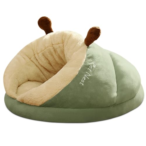 ALLSOPETS Kleines Hundebett Katzenhöhle Haustierzelt für Hunde Katzen Welpen Süßes Katzenbett Dickes Fleece Warmes Weiches Hundebett Kuschelhöhle Iglu-Nest gemütliches Bett (Grün, M) von ALLSOPETS