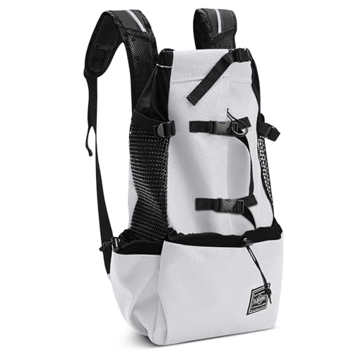 ALLSOPETS Hundetragerucksack Tragbarer Verstellbarer Hunderucksack für Kleine Mittelgroße Große Hunde Haustierrucksack zum Reisen Wandern Bergsteigen Camping (Silbergrau, XL) von ALLSOPETS