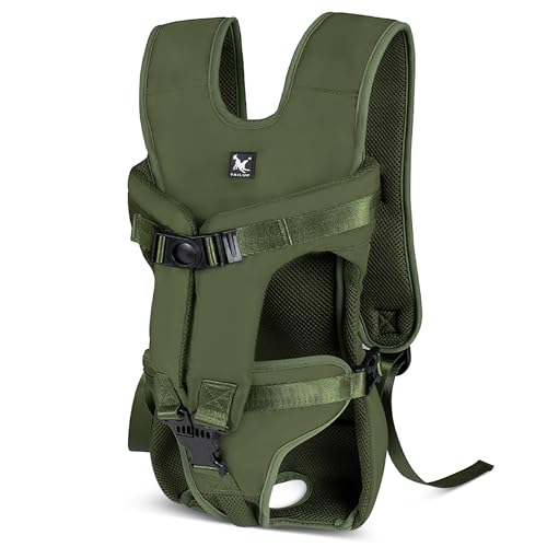 ALLSOPETS Rucksäcke für Hunde, Leicht Hundetragerucksack für Mittlere Hunde, Verstellbar Hunde Frontrucksack, Haustierrucksack Zum Wandern Im Freien Bergsteigen Reisen (Armeegrün, L) von ALLSOPETS