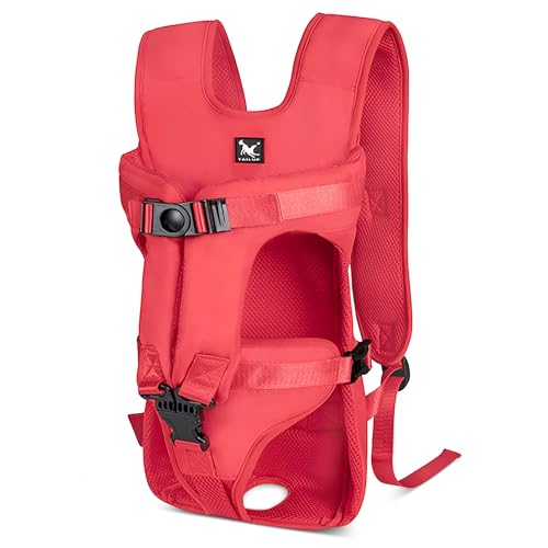 ALLSOPETS Rucksäcke für Hunde, Leicht Hundetragerucksack für Mittlere Hunde, Verstellbar Hunde Frontrucksack, Haustierrucksack Zum Wandern Im Freien Bergsteigen Reisen (Feuriges Rot, L) von ALLSOPETS