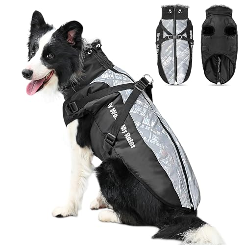 ALLSOPETS Warmer Hundemantel Wasserdichter Hundejacke für Hunde mit Reflektierenden Streifen Stilvolle Winterweste für Kaltes Wetter Bequemer Schneemantel (Blendweiß, 2XL) von ALLSOPETS