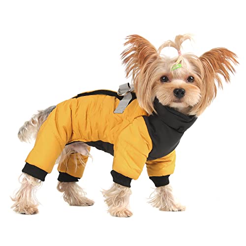 ALLSOPETS Wasserdichter Hundemantel für Kleine Hunde Hundejacke mit Reflektierenden Streifen Verstellbare Passform für Komfort Ideal für Outdoor-Aktivitäten (Gelb, 2XL) von ALLSOPETS