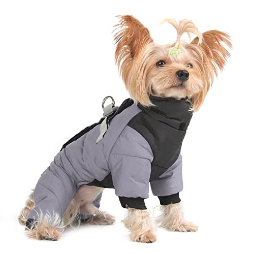 ALLSOPETS Wasserdichter Hundemantel für Kleine Hunde Hundejacke mit Reflektierenden Streifen Verstellbare Passform für Komfort Ideal für Outdoor-Aktivitäten (Grau, 2XL) von ALLSOPETS