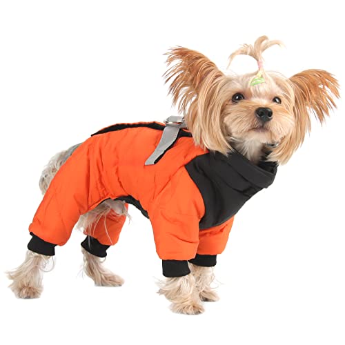 ALLSOPETS Wasserdichter Hundemantel für Kleine Hunde Hundejacke mit Reflektierenden Streifen Verstellbare Passform für Komfort Ideal für Outdoor-Aktivitäten (Orange, 2XL) von ALLSOPETS