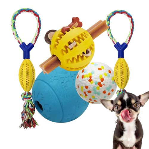 ALLTHING VB Hundeball-Spielzeug-Set für Welpen und kleine Hunde, Gummi-Beißball, Hundeanreicherungsspielzeug, Kauspielzeug für Langeweile und Gehirnstimulierendes Spiel, um sie zu beschäftigen von ALLTHINGVB