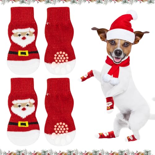 ALLY-MAGIC Y11SDCWWZ Anti-Rutsch-Hundesocken, Weihnachtssocken, Pfotenschutz, Haustiersocken, Traktionskontrolle für drinnen und draußen, Spazierengehen von ALLY-MAGIC