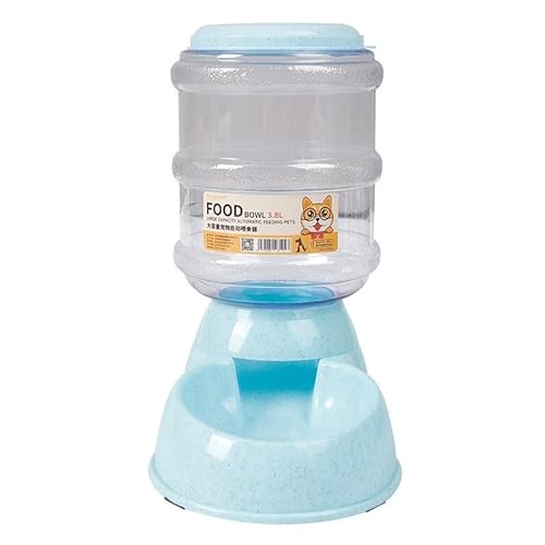 ALLZZY 3.8L Hundeautomaten Kunststoff-Wasserflasche Katzennapf Füttern und Trinken Hundewasserspender Haustier-Futternapf Heimtierbedarf (Color : Blue Food Bowl) von ALLZZY