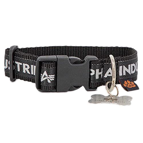 Alpha Industries Dog-Tag Collar stylisches Hunde-Halsband Black/Grey von ALPHA INDUSTRIES