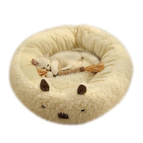 ALQFHFY Hundebett Katzenbett Flauschig Rund Aus Plüsch ，Pet Deep Sleep Alpaca Litter, Winter Warm Round Dog Litter, Plush Dog Litter Cushion Cat Litter von ALQFHFY